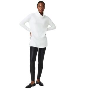 SPANX Faux Leather Leggings Petite M M Black High Waist Ponte Pants